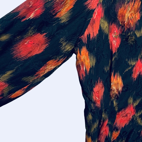 VINTAGE 80’S UNGARO TER WATERCOLOR SILK BLOUSE STATEMENT BILLOWING ABSTRACT TOP - Picture 7 of 13